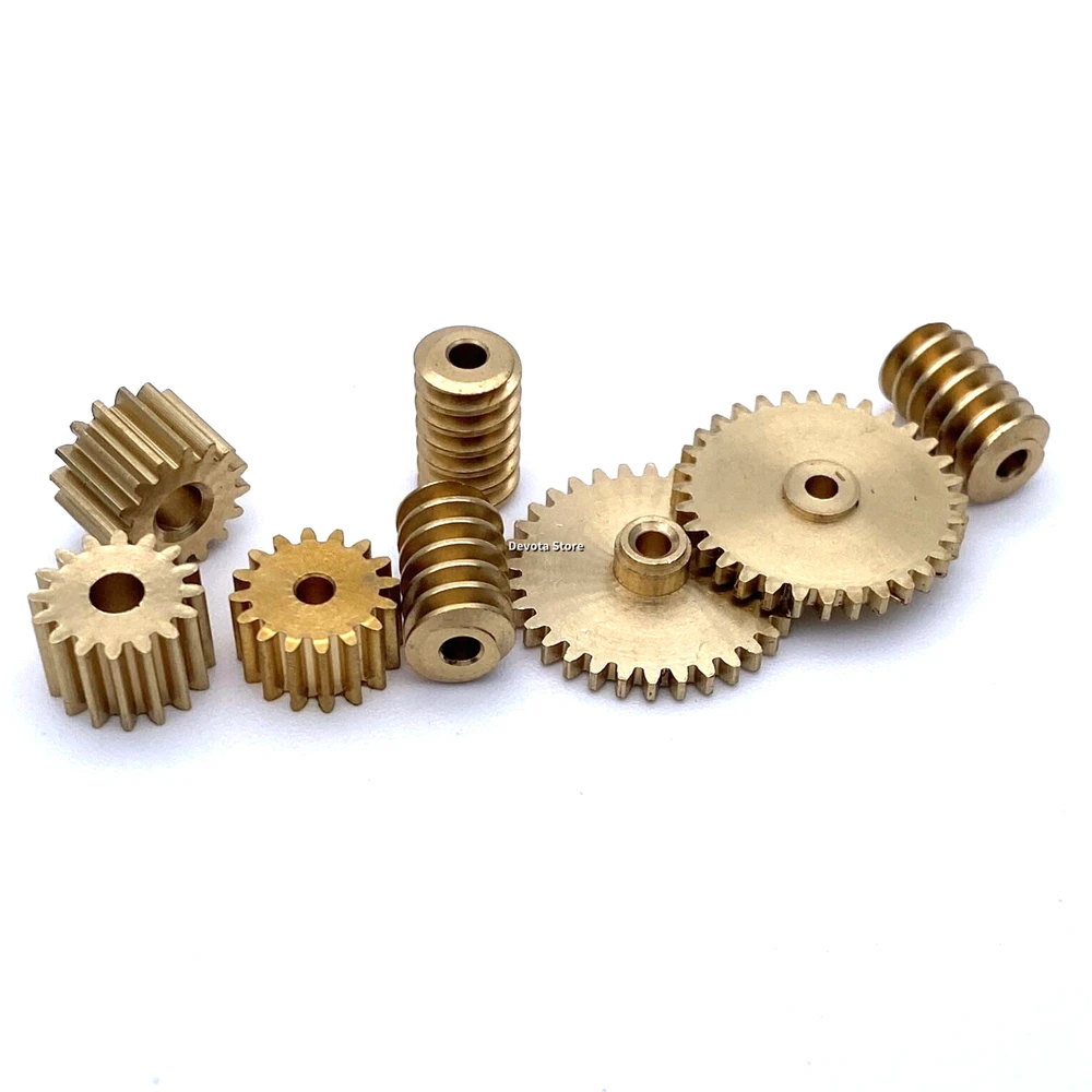 Motor Gear Transmission Gear Electric Bike Gear Cassette Deck Tape Gear Electric Chain Saw Gear 0.5M Copper Worm Gear Drive Combination 12/15/16/18/32 Teeth 2/3MM 2MM Step Hole DIY Model