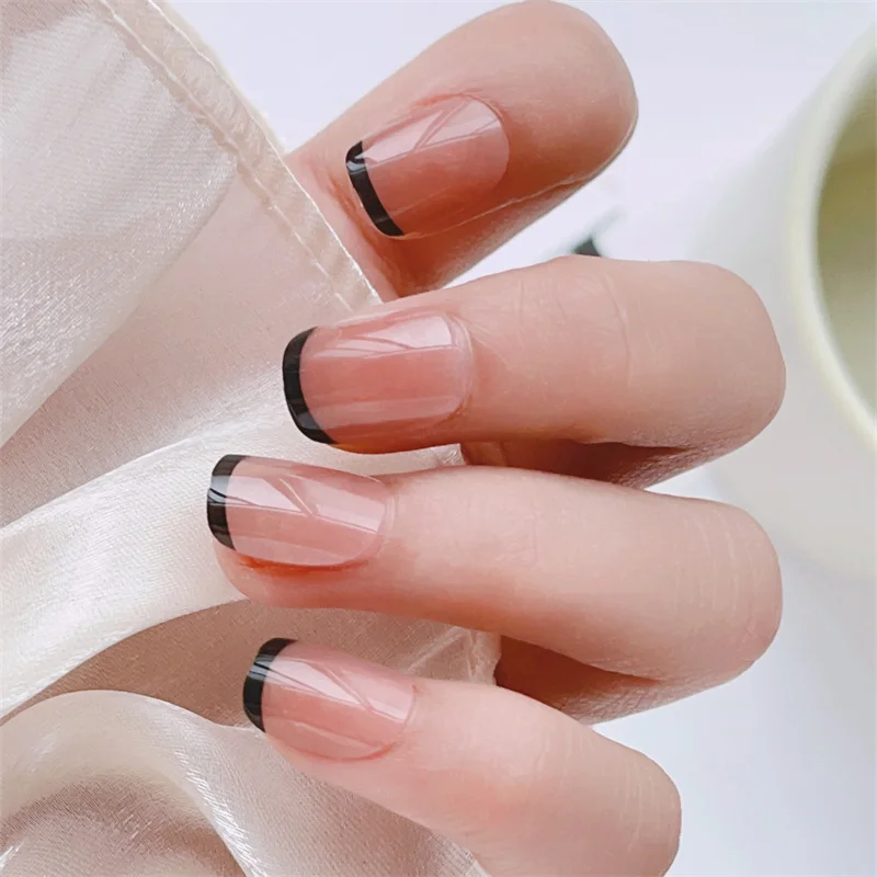 French Apricot Full Coverage False Nails Summer Short Round Head Press