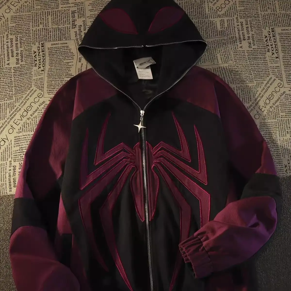 American 2023 New Spider Embroidery Hoodies Women Vintage Streetwear Zip Hoodie Harajuku Couples Loose Coat Oversize Sweatshirt дети hoodies мода малыш айдетов мальчик девушка hoodie топы с капюшоном sweatshirt