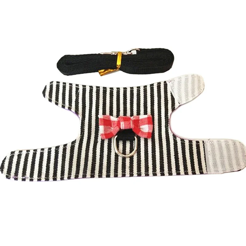 1 Set Hamster Small Pet Harness Rabbit Bowtie Striped Star Harness Vest Leash Traction Rope Baby Ferrets Rat Hamster Chest Strap,pet harness,small pet leash