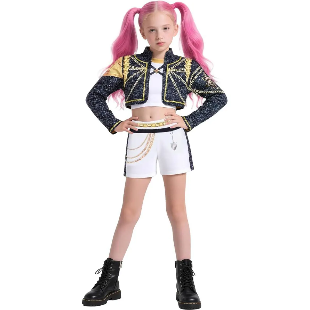 Hot Movie KPop Demon Hunters Costume Girl Cosplay KPop Singers Dance Role Halloween Demon Outfits Top + Pants + Accessories Set 5
