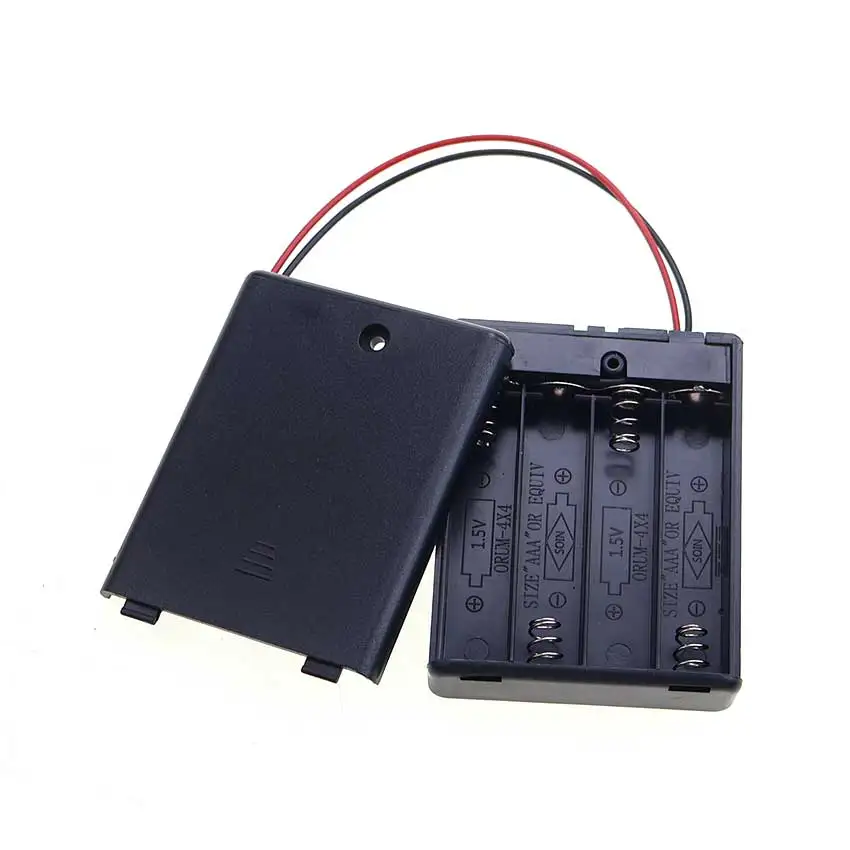 JCD AAA 배터리 홀더 보관 케이스 박스 4 슬롯 AAA 배터리 홀더 DC 5.5x2.1mm PH2.0 XH2.54 SM 듀폰 터미널 리드와이어 포함