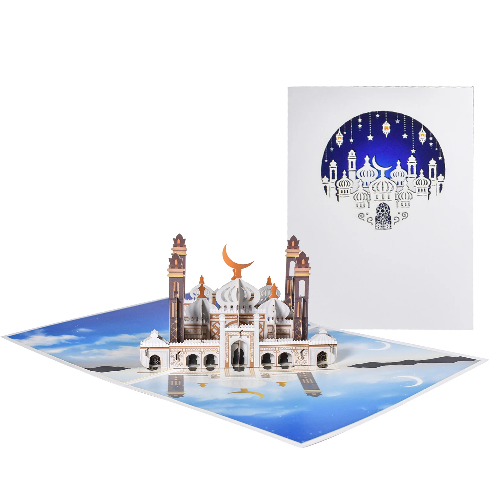 Eid Mubarak Day Gift 3D Pop Up Card for Islamic Festival Muslim Greeting Card