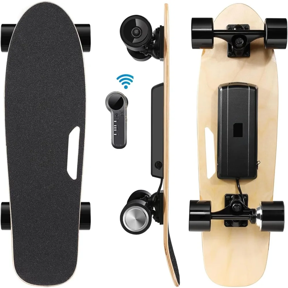 Electric Skateboards with Wireless Remote Control, Max 12.4 MPH and 8 Miles Range, Electric Skateboards for Adults and Beginners
