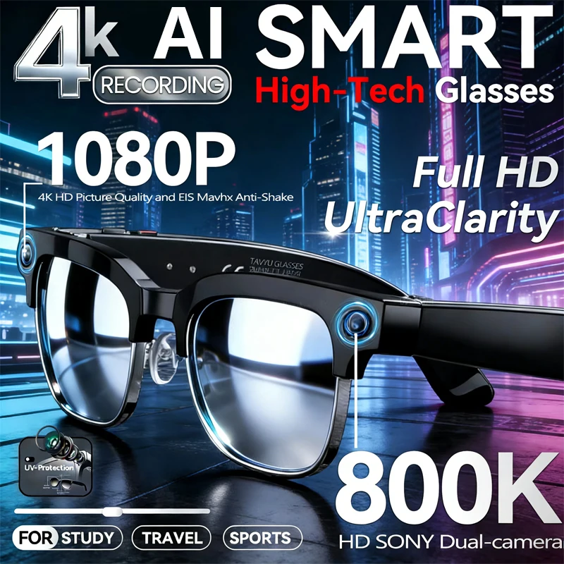 2026 New Smart Glasses E03C 800W HD Photo Video OpenAI Record Translation Touch Photochromic Lenses Bluetooth Call Smart Glasses
