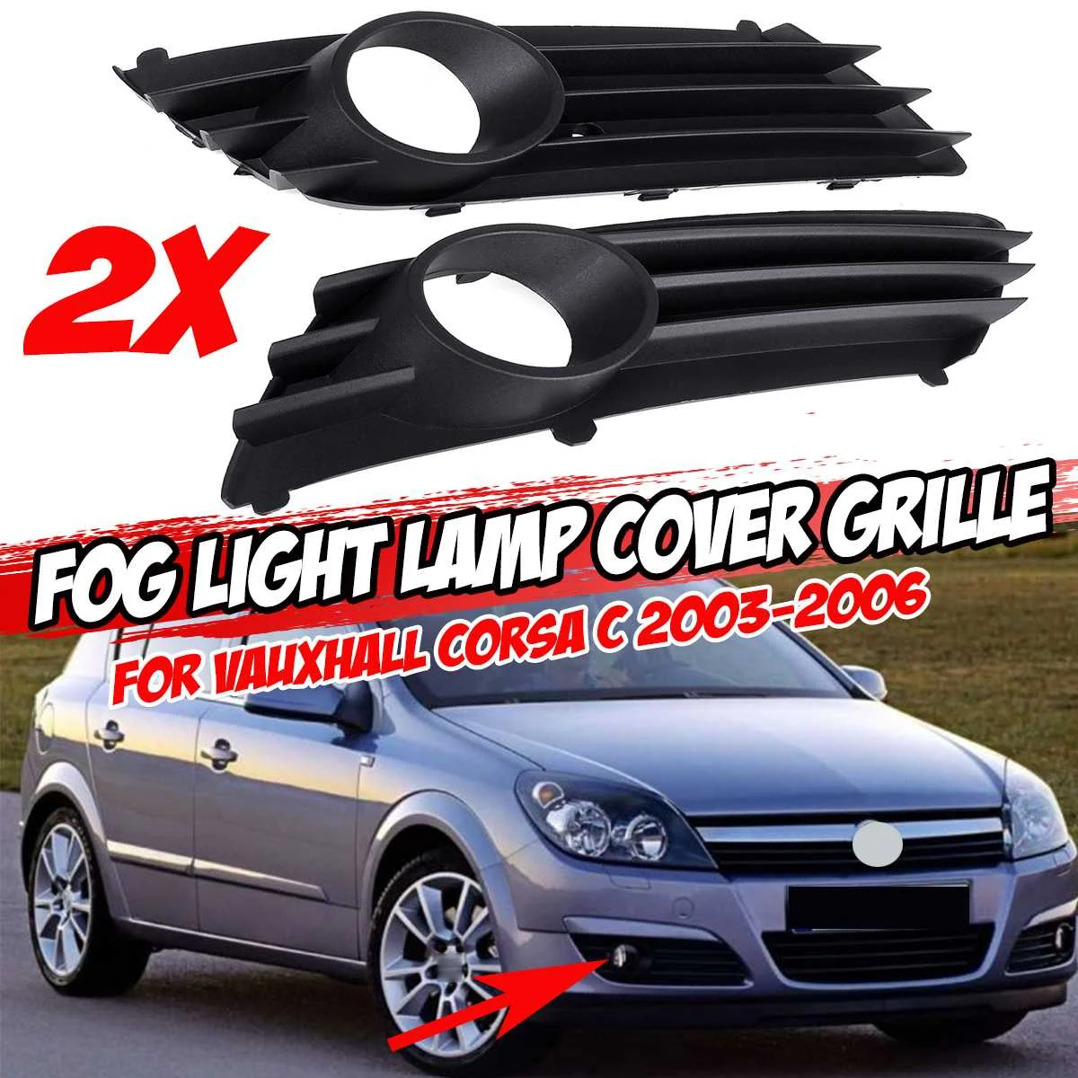 APairCarFrontFogLightGrilleGrillLampCoverFrontGrillGrille