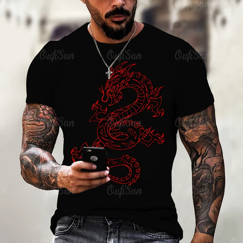

Men's T-Shirt for Men Clothing Oversized Tee Shirt Japaness Dragon Graphic 3D Full Print Summer Casual Fashion Short Sleeve Tops