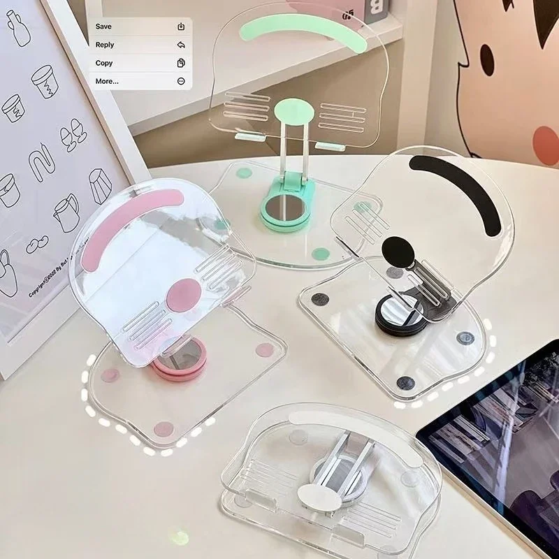 Transparent Acrylic Foldable Tablet Stand - Rotatable, Height-Adjustable, Non-Slip, Multifunctional Desktop Holder