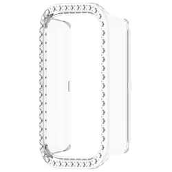 Bling PC Hollow Case with Single Row Diamond Crystal Protective Cover for Mi Band 9 Active (Transparent)