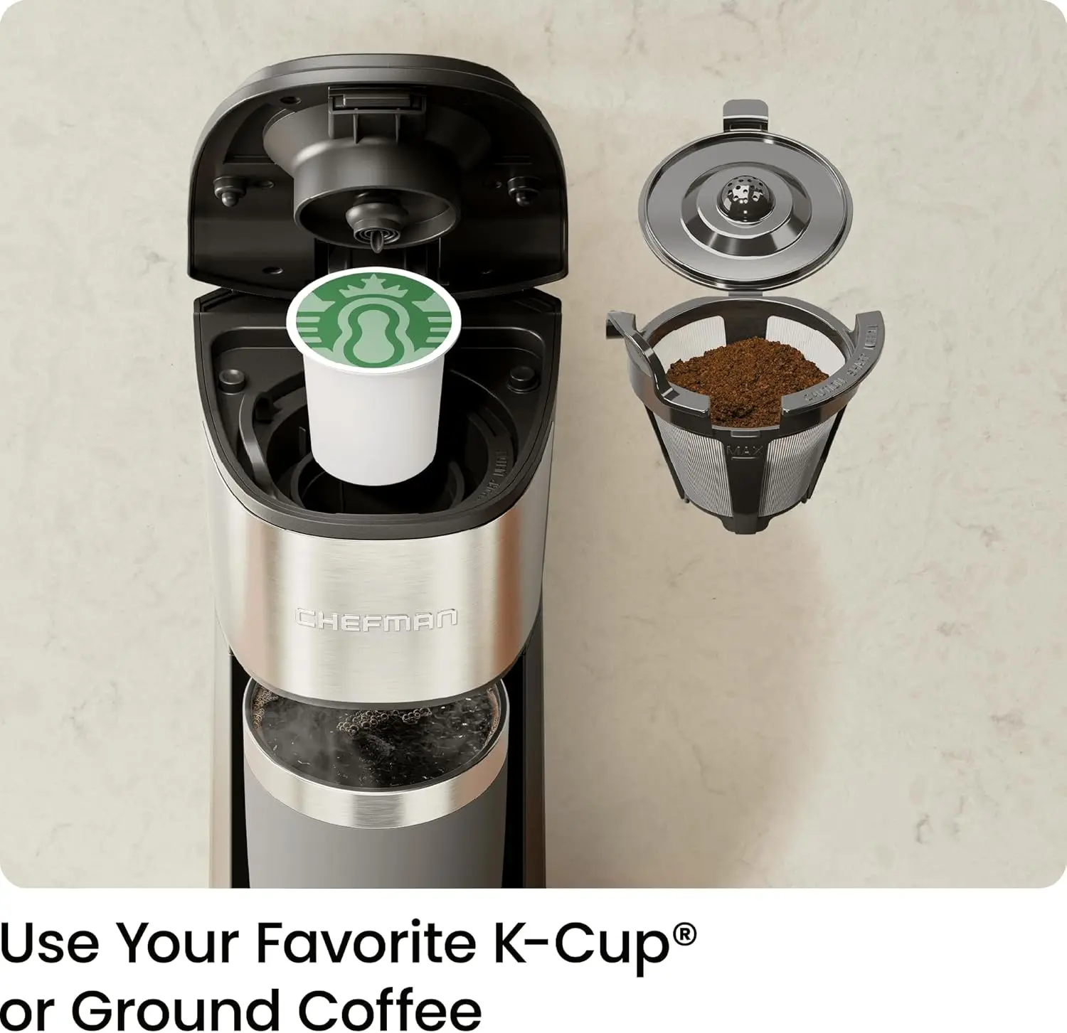 Single Serve Coffee Maker, K Cup Coffee Machine: Compatible with K-Cup Pods and Ground Coffee, Brew 6 to 12oz Cup Drip Coffee 4