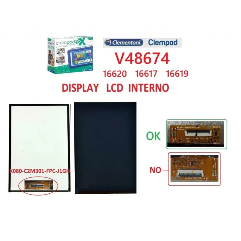 Tela Lcd de Polegadas K080-im2ch806-r para Clempad V48674 16620 16617 16619 Clempad 9.0 Bacalhau Clementoni-il Mio Primo Clempad Plus - Imagem 2