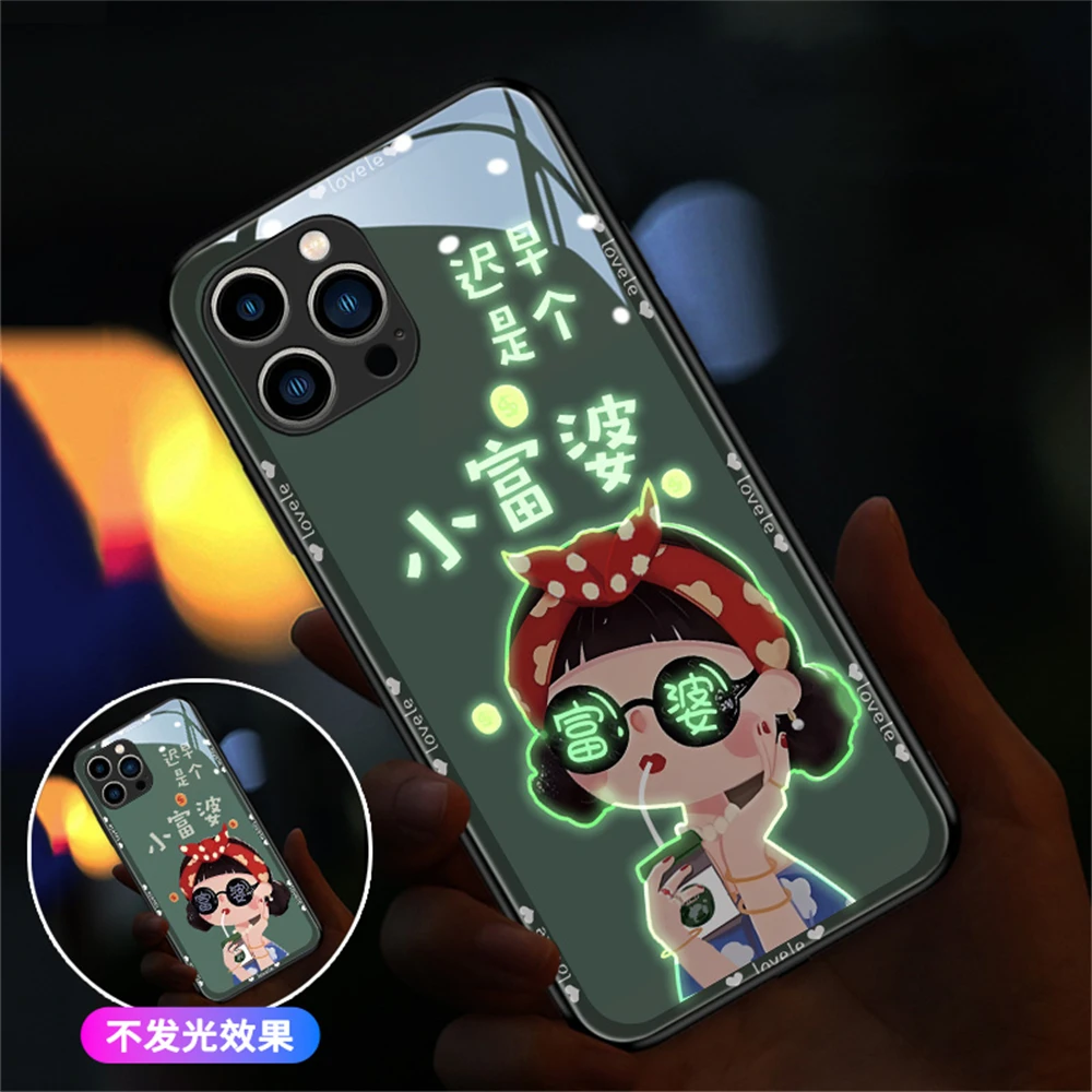 

2024 Little Rich Lady Design LED Calling Light Flash Phone Case For Samsung S23 S22 S21 S20 FE Note 10 20 Plus Ultra A54 A14 A53