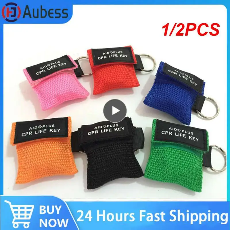 

1/2PCS Resuscitator Mask portable Emergency Aid Face Shield Artificial Respiration Disposable Respirator Keychain Health Care