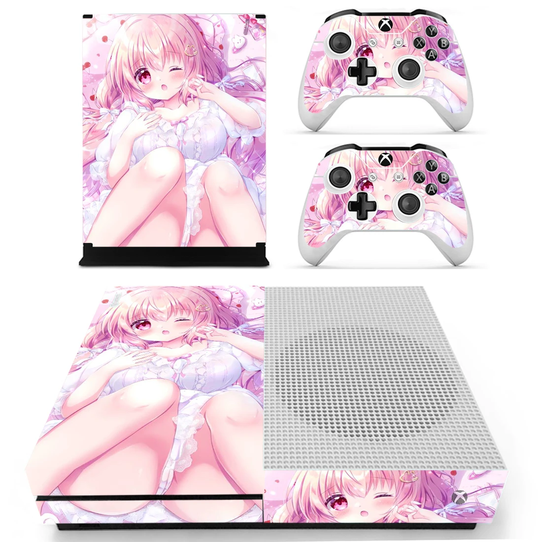 Anime Cute Girl Skin Sticker Decal For Xbox One S Console and Controllers for Xbox One Slim Skin Stickers Vinyl