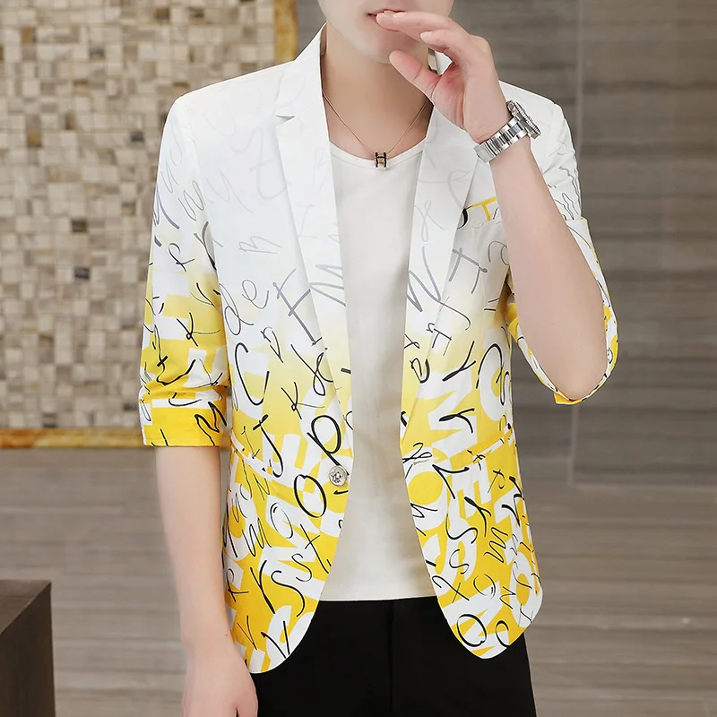 Summer Half Sleeve Suit Jackets Men Lightweight Casual Business Blazers Slim Fit Streetwear Social Hairstylist Dress Coats