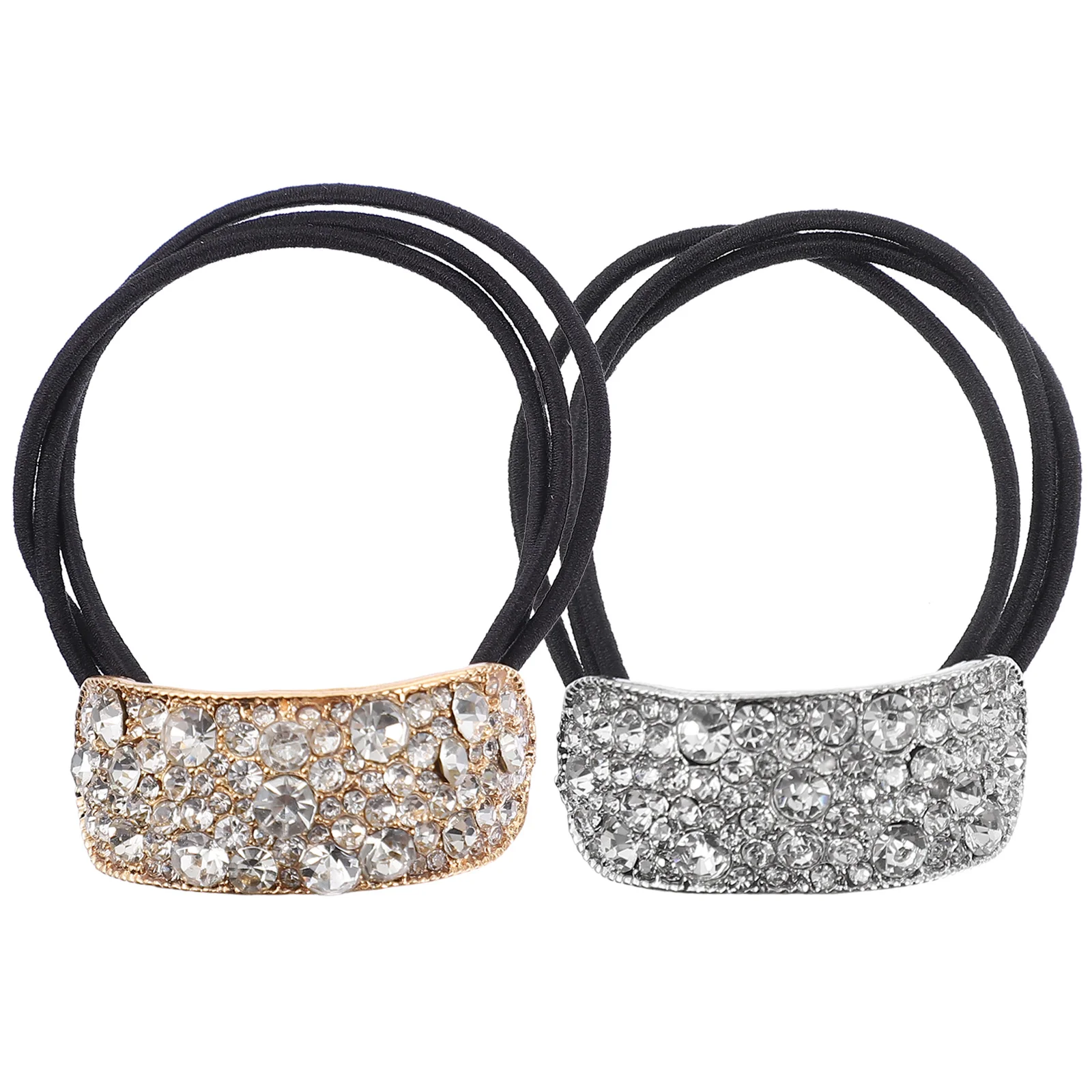 

2 Pcs Hair Rope Ribbons Ponytail Buckle Cuffs Holder Rhinestone Tie Holders Rhinestones Women's