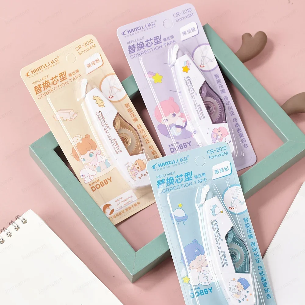 Journamm 5mm*6m Kawaii Correction Tape Student Error Eraser Tape Writable Sticker Pen-type Replaceable Core Creative Stationery