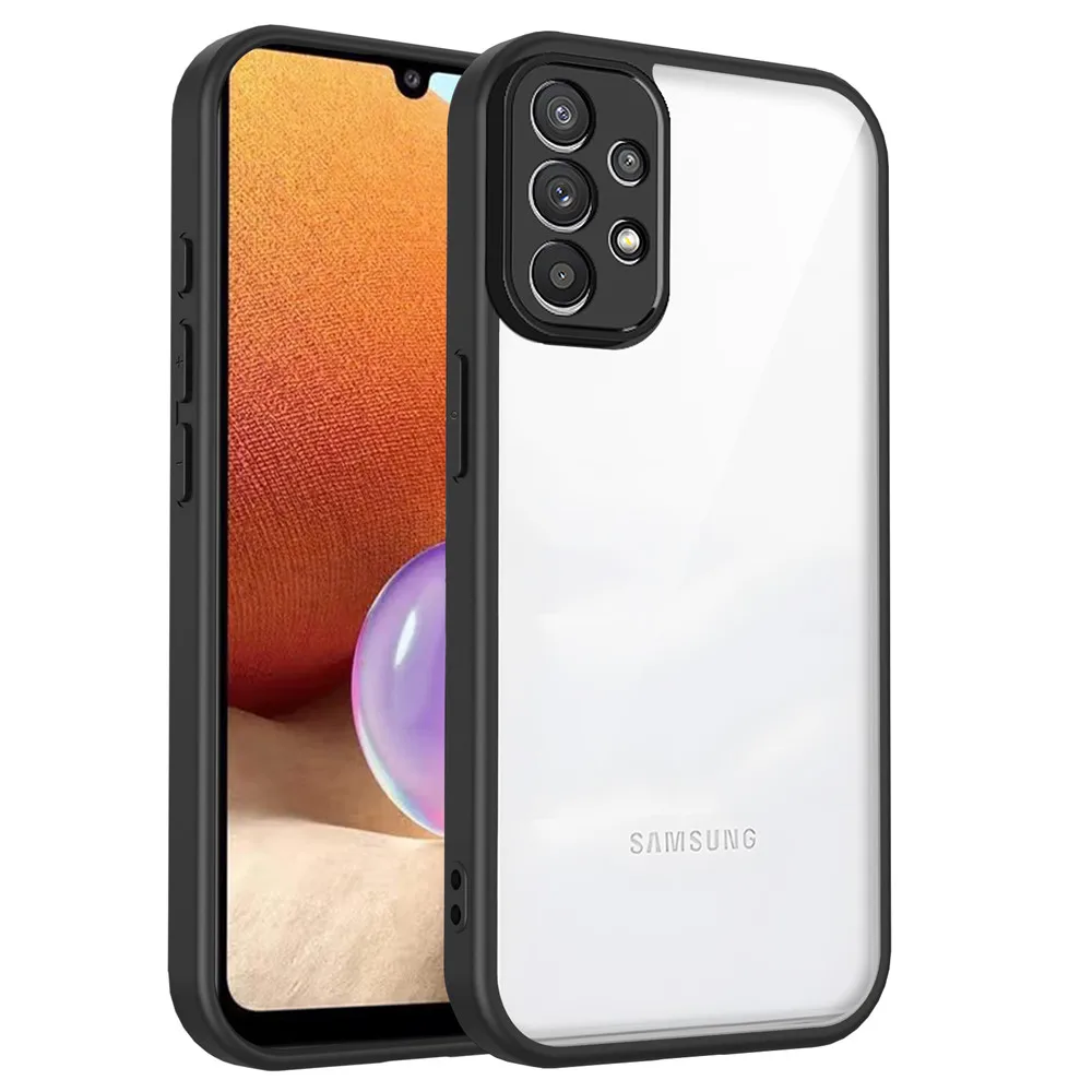 Luxury Matte Shockproof Phone Case with Clear Acrylic Back Cover