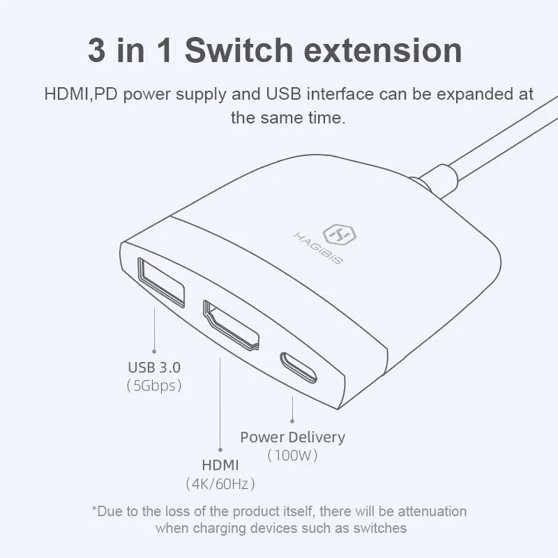 Hagibis Switch Dock TV Dock SWC01 Portable Docking Station USB C to 4K HDMI USB 3.0 Hub for Nintendo Laptops PC iPad