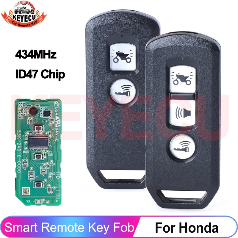 KEYECU Keyless Remote Key Fob 434MHz ID47 For Honda K35V3 ADV SH 150 Forza PCX150 Motorcycle Scooter
