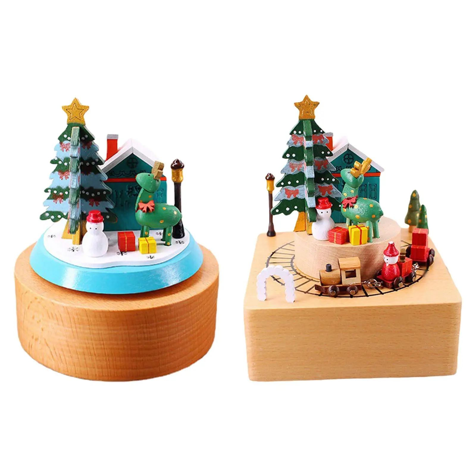 

Christmas Wooden Musical Boxes Play Melody ''merry Christmas'' Desktop Ornament Mechanical Type Classic Handmade for Wife Xmas