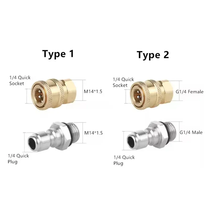 1/4 Quick Plug Quick Coupling High Pressure Washer Hose Connectors Stainless Fittings 2