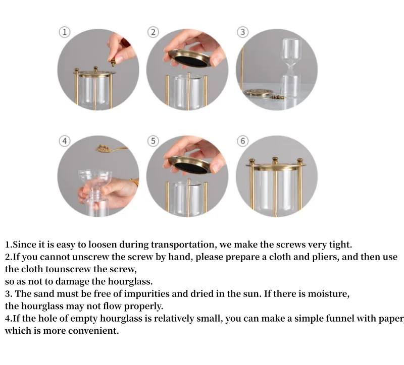 Description Picture 4 of itemEmpty Hourglass Bottle Container 1917 Crown Three Column Sand Glass Metal Sandglass Office Desk Clock Timer Home Decoration Gift