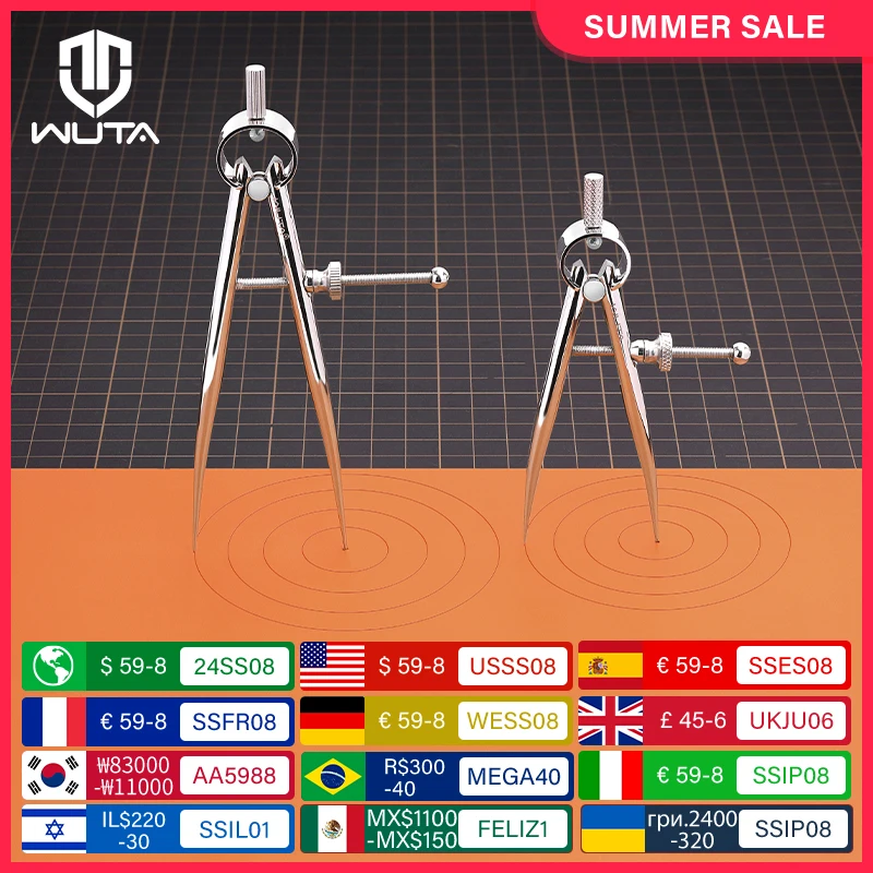 

WUTA Smooth Wing Divider 304 Stainless Steel Leather Splitter Spacing Compass Precision Scale for Metal,Wood,Craft,Jewelry