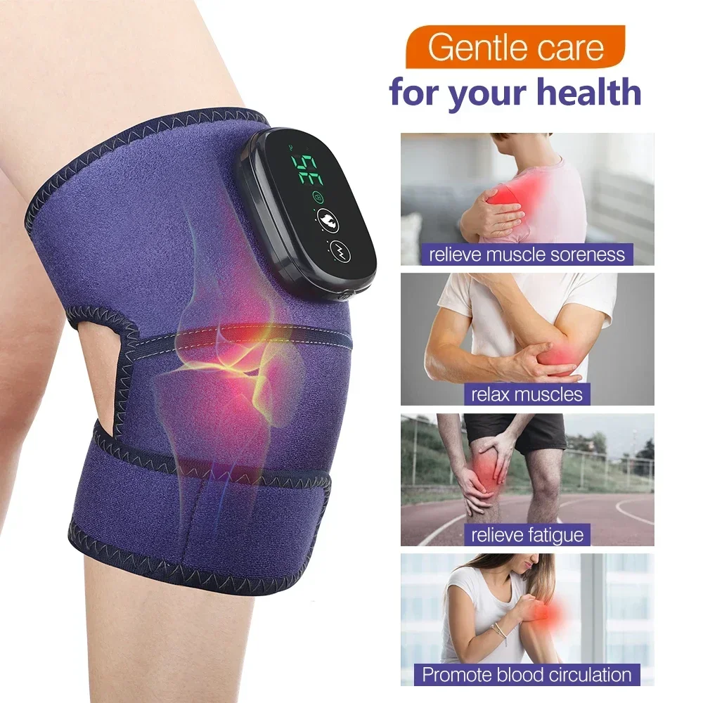 Eletric Heating Device Vibration Physiotherapy Knee Pads for Elbow Joint Osteoarthritis Rheumatic Pain Warm Massage_voghion.com