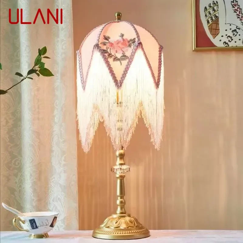 

ULANI French Tassels Table Lamp American Retro Living Room Bedroom Villa European Pastoral Creative Desk Light