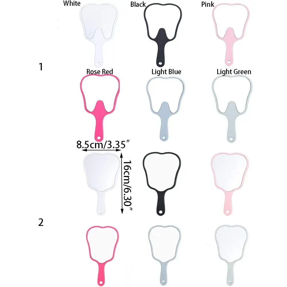 Plastic Tooth-shaped Mirror Durable Lightweight High-definition Portable Makeup Mirror Mini Handheld Sector Women makeup mirror
