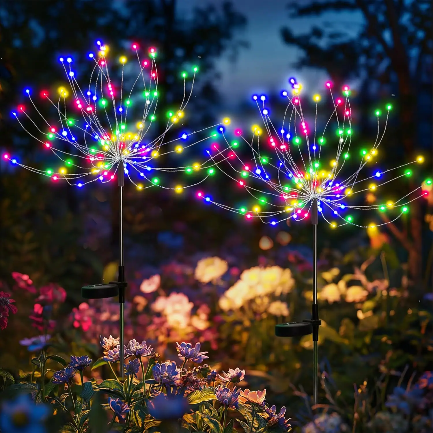 Solarleuchten für den Garten im Freien, 60/200/420 LED, Löwenzahn-Beleuchtung, Solar-Feuerwerk, Licht für Weihnachten, Halloween, Rasendekoration_voghion.com