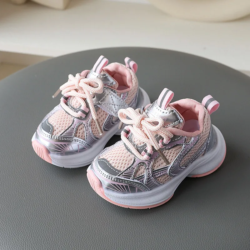 Girls' Sports Shoes 2026 New Style Soft Sole Children's Casual Shoes Fashionable Breathable Stripe Dad Shoes for Kids Boy - 5