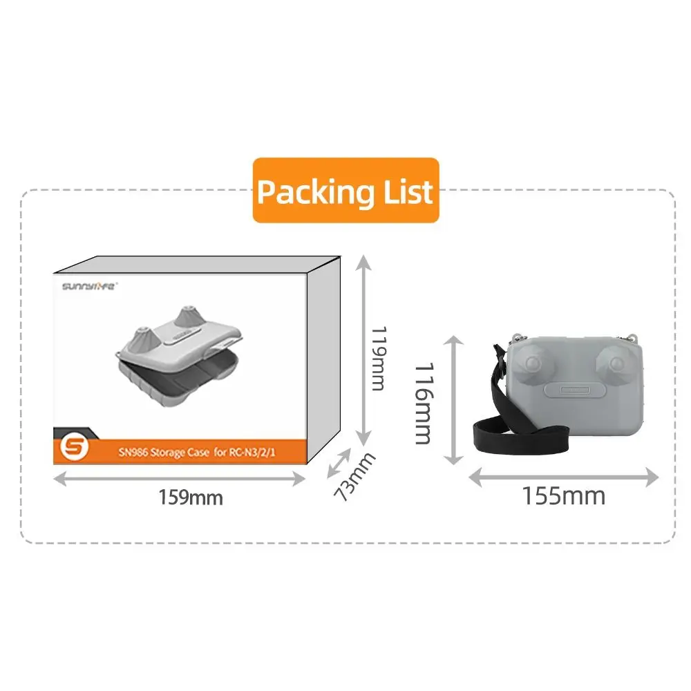 With Lanyard Controller Protective Case Full Coverage Flip Open RC Storage Box PC Hard Control Box for DJI RC-N3/2/1