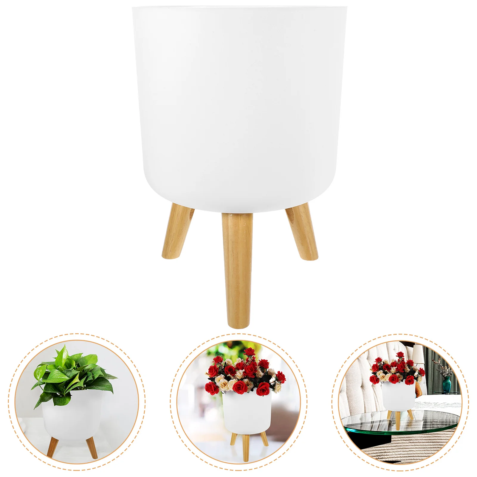 

Floor-standing Potted Flower Indoor Plant Pots Planting Home Planter Flowerpot Wood Flowers Basin Watering