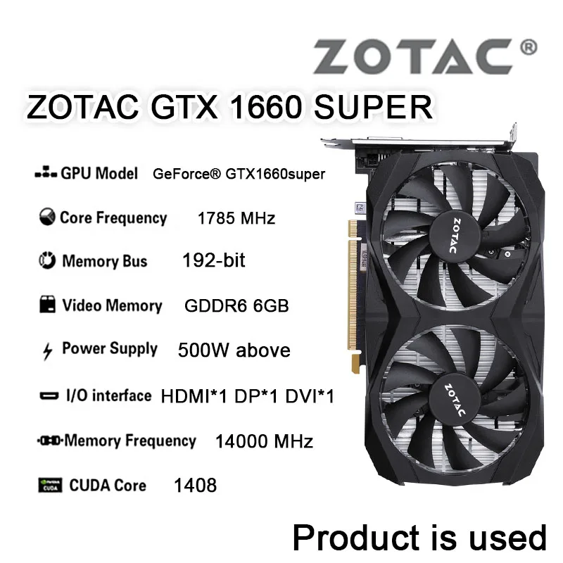 ZOTAC GeForce GTX 1660 1660S 1660TI GDDR5 GDDR6 8 контактов 12 нм 6 ГБ ...