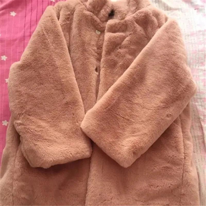 Winter New Imitation Mink Faux Fur Coat Plush Long Coat Women Warm Thicken Overcoat Fashion Stand Collar Loose Casual Jackets