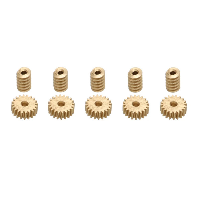 5Set 20T Mini Modulo Ingranaggio A Vite Senza Fine 0.2 Ottone Pignone Albero Connettore Foro Dia.1Mm 1:87 Cambio Statico Ingranaggi Per Modelli Rc Fai
