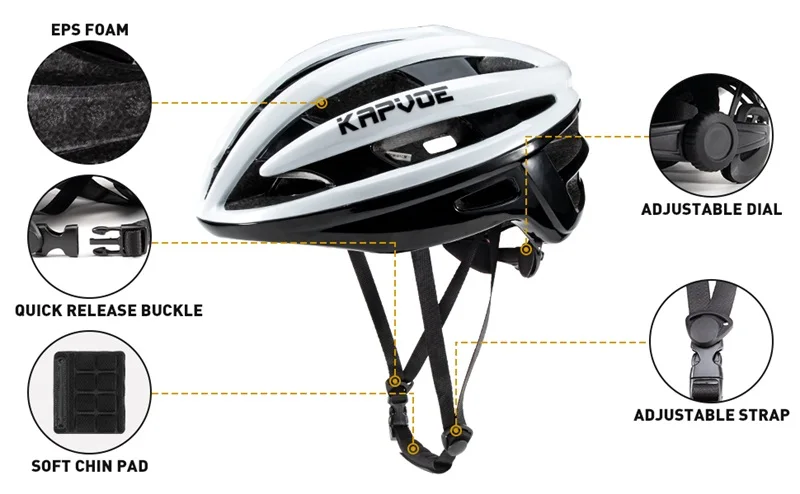 Description Picture 4 of itemKapvoe Bicycle Helmet Streamline Aero MTB Road Bike Helmets Racing Cycling Helmet Route Summer for Men Women Female Lightweight