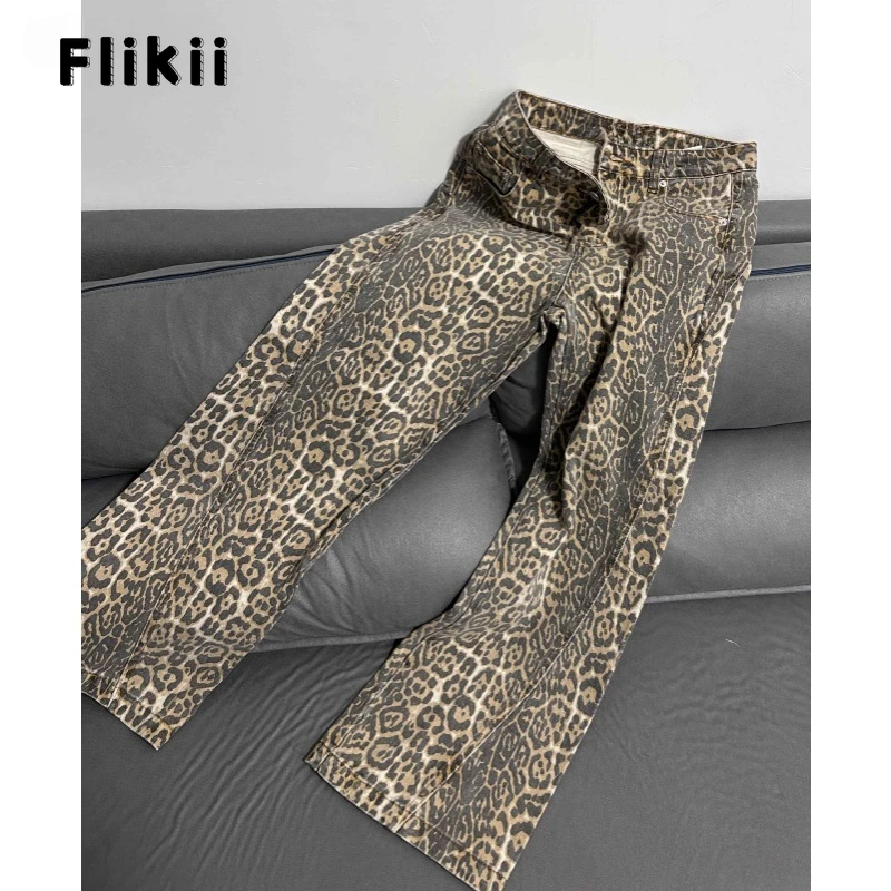 American Retro Leopard High Waist Baggy Jeans Women's Casual Pockets Hip-hop Pants 2024 Spring Y2K Oversiz Panther Denim Trouser 4