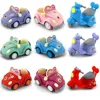 Forest Family 1/12 Green Cartoon Q Mini Pull Back Motorcycle Dollhouse Miniature Furniture Model Set Children’s Toy Girl Gift 1