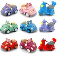 Forest Family 1/12 Green Cartoon Q Mini Pull Back Motorcycle Dollhouse Miniature Furniture Model Set Children’s Toy Girl Gift 1
