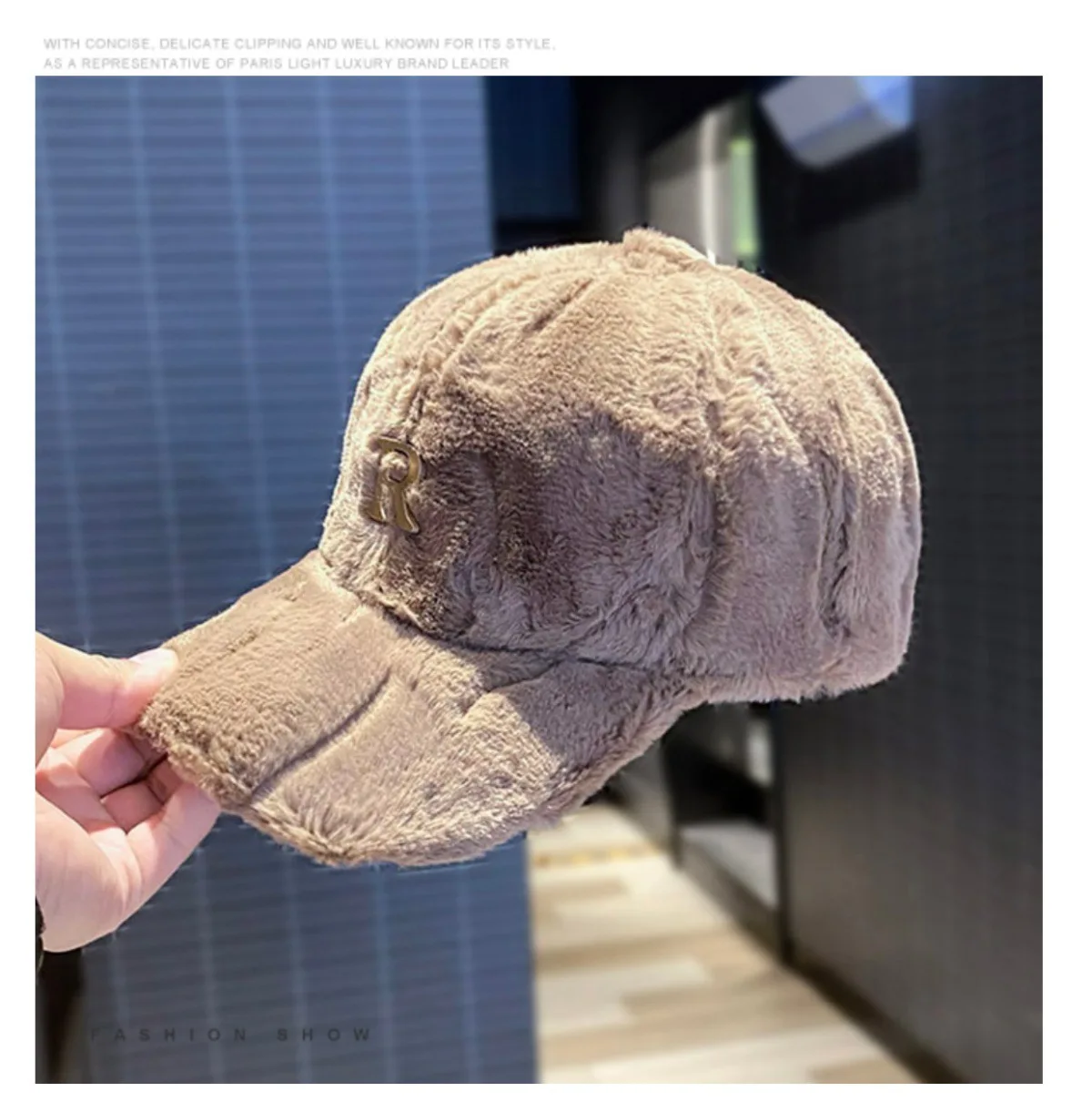 Herbst Winter Baseball Kappe Hüte Für Frauen Faux Verdickt Warme Plüsch Snapback Kappe Metall Brief Mode Zubehör Neue – Detail 2