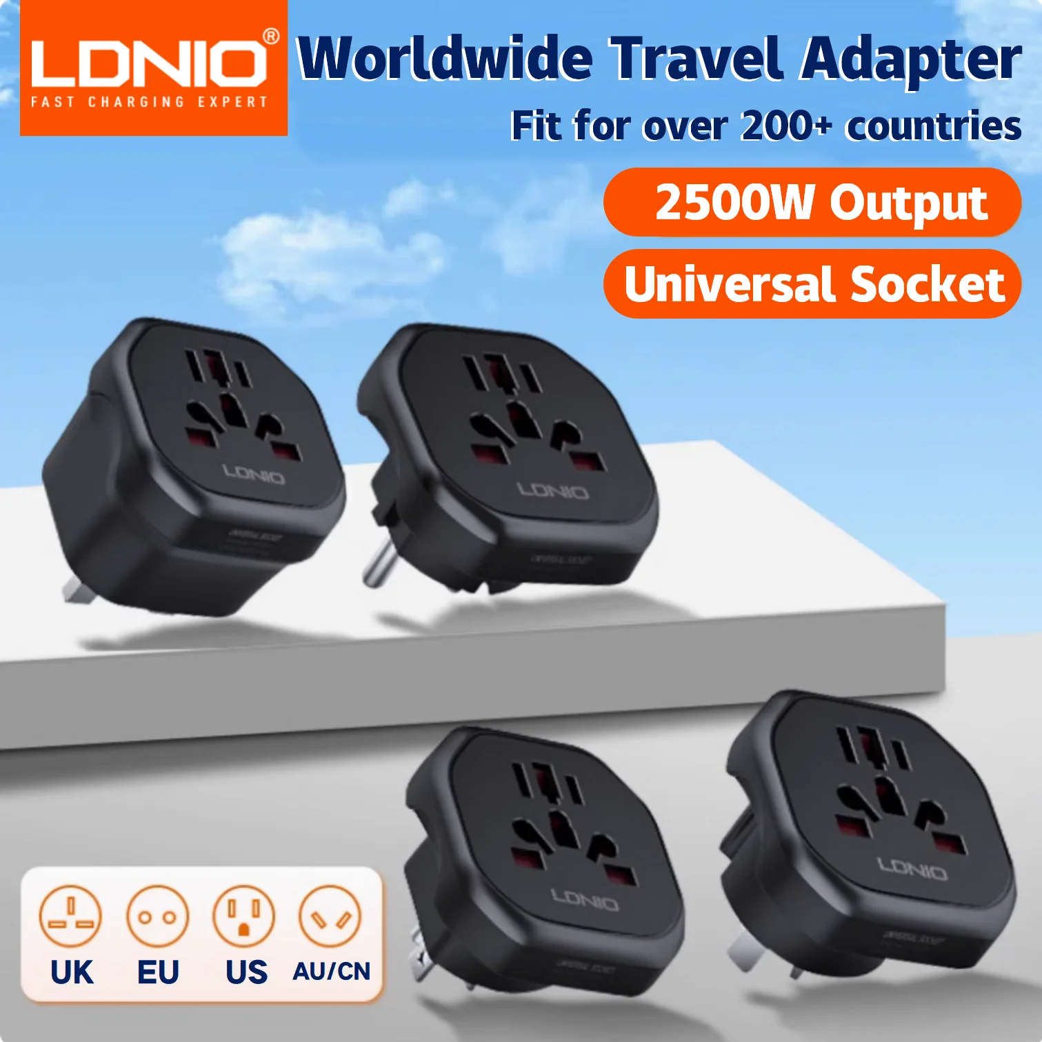 LDNIO Universal Wall Socket Power Strip Universal Travel Multi Adapter US UK AU CN KR EU Plug To Home Conversion Plug Adapter
