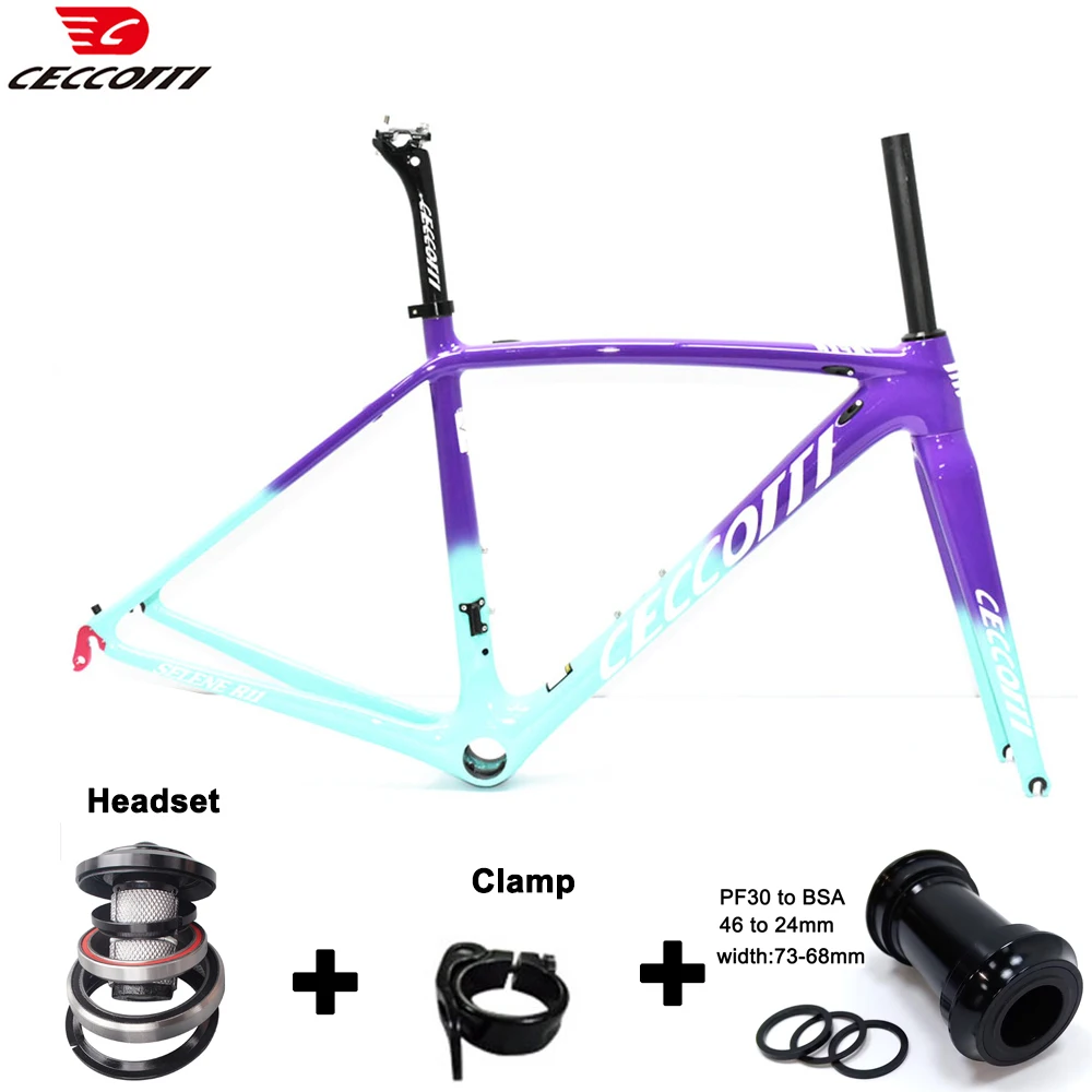 T1000 Carbon Fiber Road Bike Frame Fit 700C*25mm Wheels PF30 pressfit BB V Brake Bicycle Frameset Include  Adapter As Gift