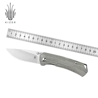 Kizer Tactical Knife T1 V3490C1 2022 New Green Micarta Handle with 154CM Steel Blade Pocket Knives with Thumb Stud 1