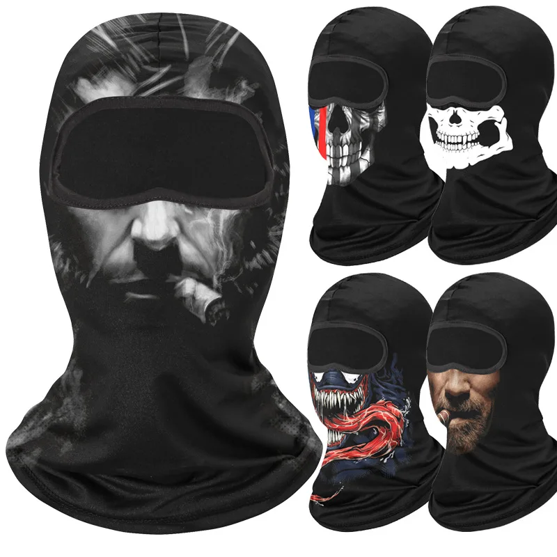 

3D Printed Balaclava Cap Skull Full Face Mask Sunscreen UV Protect Sports Scarf Bandana Men Fishing Riding Face Cover Hat