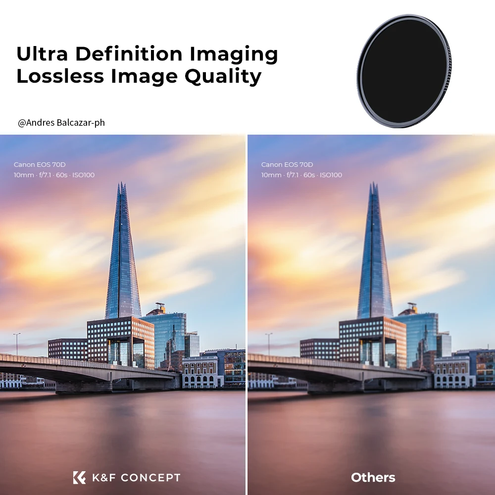 K&F Concept Nona-X ND1000 ND Filter Lens 37/49/52/58/62/67/72/77/82mm Super HD Glass Neutral Density Filter For Sony Canon Nikon 5