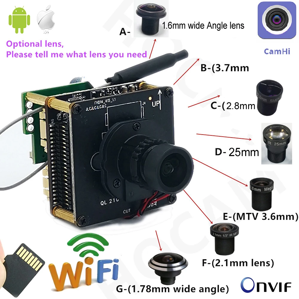 IMX415 4K WIFI IP Camera 8MP Starlight IP Camera Module Mini Way Audio H.265 IR-Cut 4MM 6K Lens CCTV Video Surveillance Pin hole