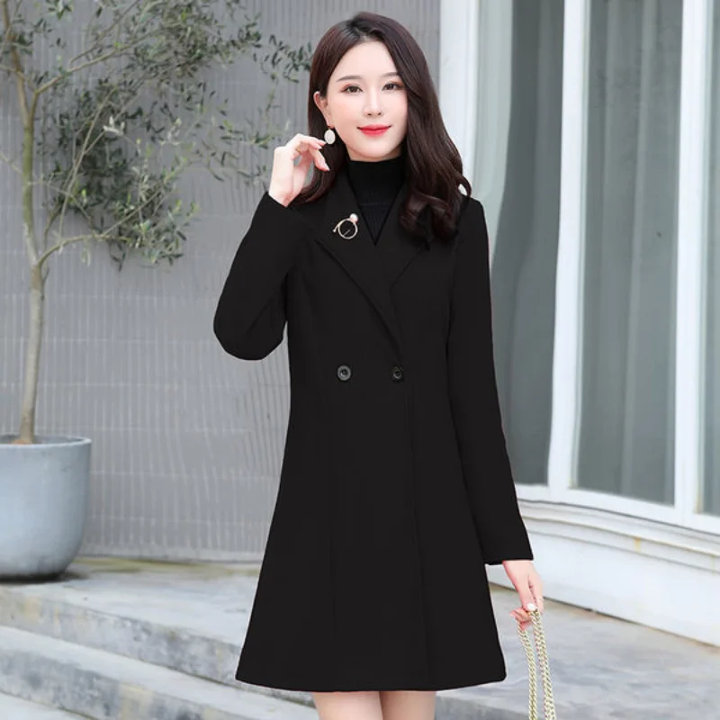 2023 Autumn Winter New Women Woolen Overcoat Good Quality Thickening Coat Slimming Jacket Outwear